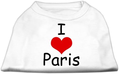 Ја сакам Париз Дизајн Печати кошула за кучиња Бела xxxl