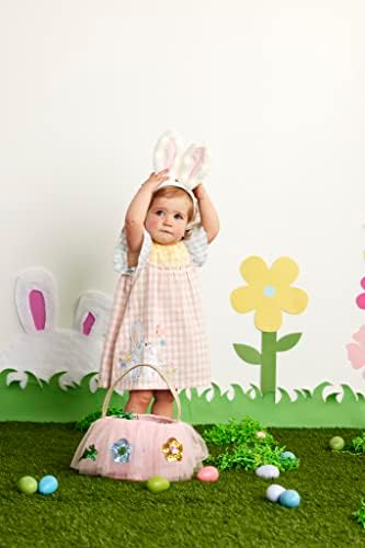 Mud Pie Girls Bunny Gingham фустан, розова, 3-6 месеци