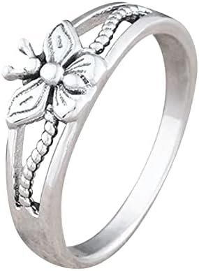 Прстени од не'рѓосувачки челик Lariau за жени, гроздобер сребрена пеперутка прстени за мажи естетски ангажмани прстени стабилни прстени за палецот за тинејџерски дев