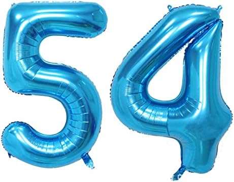 12 парчиња Сини Балони Комплет Број 54 Комплет За Балони Гигант 54 Дигитални Фолии Балон Конфети Латекс Хелиум Балон Забава Фаворизира За 54-годишнината