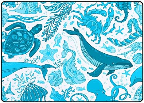 Ползи во затворен тепих игра душеци кит сино подводно море за дневна соба спална соба едукативна расадник под подрачје килими 80x58in