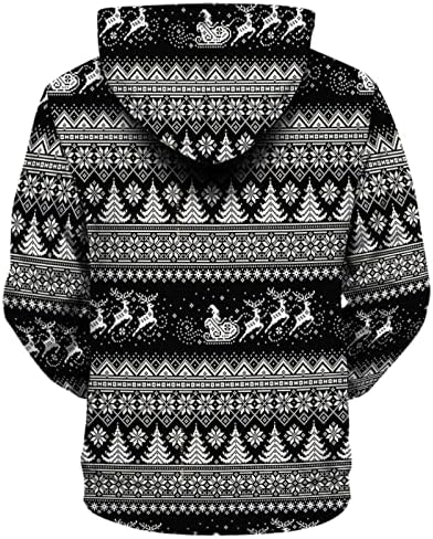 Женски Божиќ пулвер џемпер симпатични смешни дуксери случајни печатени печатени кенгур џеб влечење качулка врвови