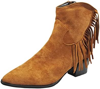 Womenените Cowgirl чизми со средно теле глужд со водоотпорен дождовник, чипка на обична боемска работа за одење чизми на отворено