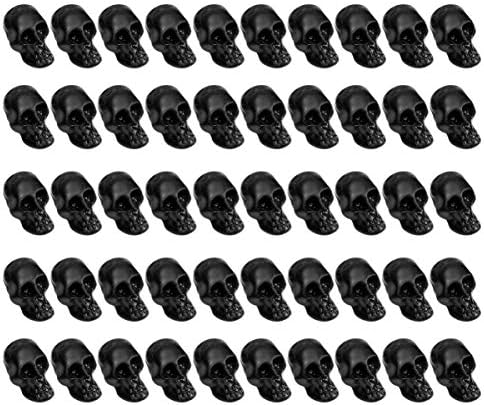 Nuobesty Минијатурни украси 50 парчиња мини пластични черепи глави реални скелети черепи за Ноќта на вештерките Додатоци за играчки прогонувани