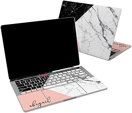 Cavka vinyl Decal Skin компатибилна за MacBook Pro 16 M1 Pro 14 2021 Air 13 M2 2022 Retina 2015 Mac 11 Mac 12 лаптоп геометрија монограм мермер дизајн печатење уметност уметност розова покривка на налепн?