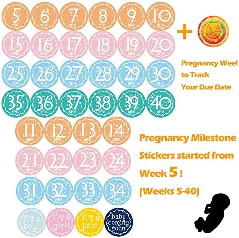 Езиаид 40 неделно бременост Фото налепници на стомакот со тркало за бременост, налепница за пресврт од 5 до 40 недели, бременоста мора да има подароци за мајки за прв п