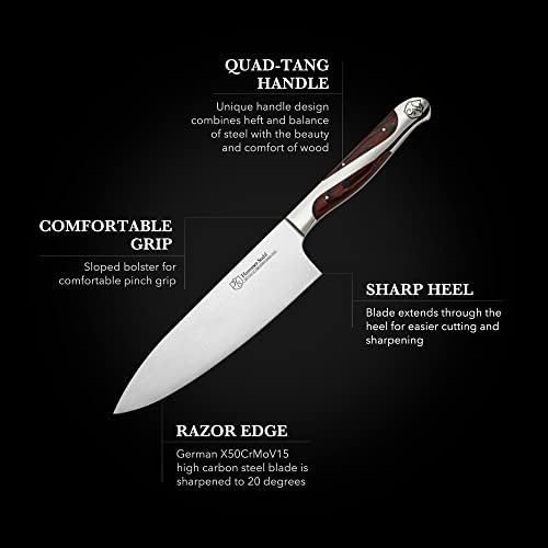 Чекан Стал 6-Инчен Готвач Нож - Високо Јаглероден Германски Фалсификуван Челик-Професионален Кујнски Нож - Handономска Рачка Од Четири