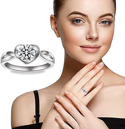 2023 Нова принцеза Персонализирана ангажман за жени во форма на срцев цирконски прстени во форма на срцеви прстени за тинејџери