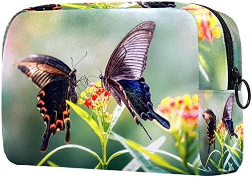 Тбуобт Торба За Шминка Патување Козметичка Торба Торбичка Чанта Чанта Со Патент, Пролет Диви Цвеќиња Пеперутка
