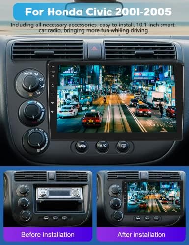 2g+32G Android 11 Автомобил Стерео За Honda Граѓански Стерео Радио 2001-2005 Со Безжичен Carplay Android Авто, 9 Екран На Допир Автомобил Радио Со Резервна Камера, GPS Навигација, Hi - Fi, SWC, WiF