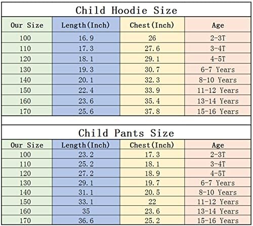 Ateecp Boy Girls PSG Graphic Pullover Sweatshirs и џогерски панталони за Kid 2 PCS Hood Fleece Tracksuit Set