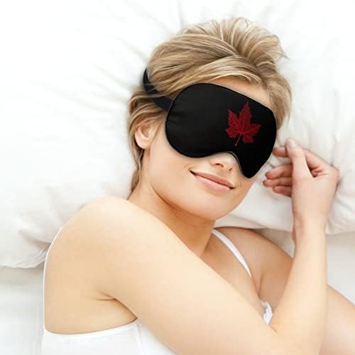 Црвен јаворов лист маска за спиење ноќно покривање око за жени мажи ја блокираат светлината за прилагодување на каишот за патување со