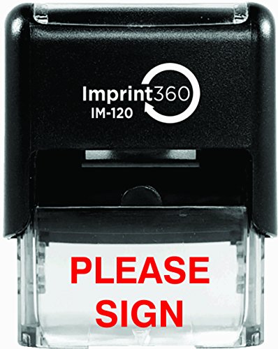 Снабдување360 AS-IMP1077-Ве Молиме Потпишете, Тежок Комерцијален Квалитетен Гумен Печат Со Само-Мастило, Црвено Мастило, 9/16 x 1-1/2 Големина