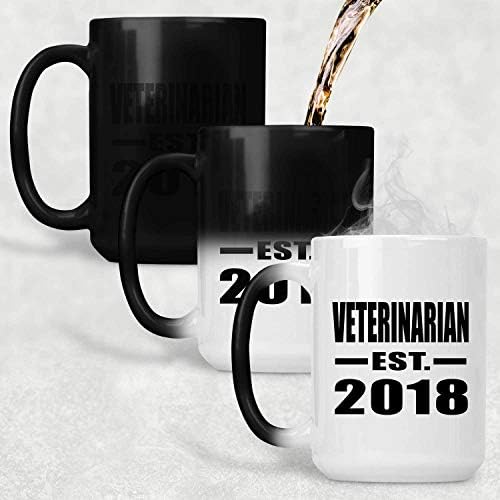 Ветеринар за дизајнирање утврден EST. 2018 година, 15oz боја Промена на кригла HEX чувствителна магична чај-чаша рачка, подароци