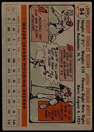 1956 Топпс 54 Боб Киган Чикаго Белиот Сокс Дин картички 2 - Добар бел Сокс