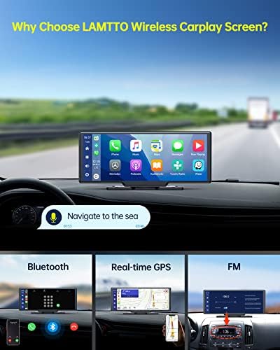 Безжичен Apple CarPlay Car Stereo GPS навигација, 10 инчи допир со автомобил со ресивер на радио -автомобил со Android Auto, Bluetooth,