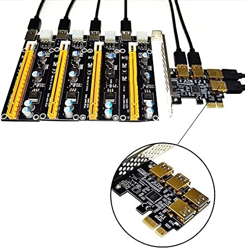 Конектори 4 пристаништа PCIE Riser Adapter Board PCI-E 1x до 4 USB 3.0 PCI-E Rabbet GPU 1x до 16x адаптер за Riser картичка