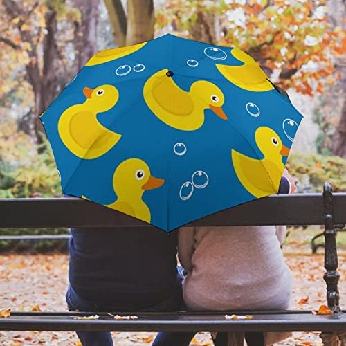 Гумени Жолта Патка Патување Чадор Пренослив Ветроупорен Преклопен Чадор За Дожд Автоматско Отворање Затвори
