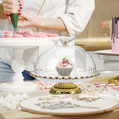 Штанд за торта со чиста Стаклена Купола: 1 Комплет Европски Штанд За Керамички Колачи Послужавник За Сервирање Декоративна Кујна Послужавник