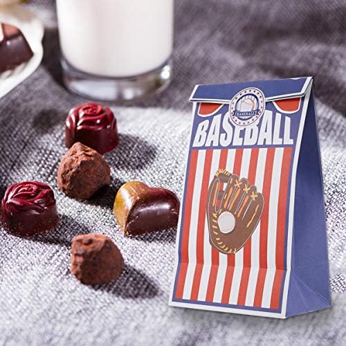 Nuobesty Snack торбичка за подароци за хартија за хартија за бејзбол забава бонбони за бонбони со налепници хартија добра третирајте