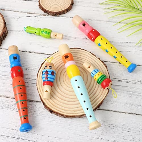 Eringogo 6pcs животински дрвени свирки дрвени рекордери играчки деца музички инструменти едукативни играчки за деца за забави за забави свирки за детски роденденски то?