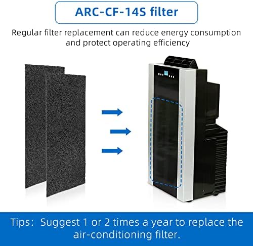 POKIN 2 пакет ARC-CF-14S ARC-14S Активиран замена на филтерот за јаглерод за преносен преносен климатик ARC-14S, ARC-14SH, ARC-141BG и ARC-143MX