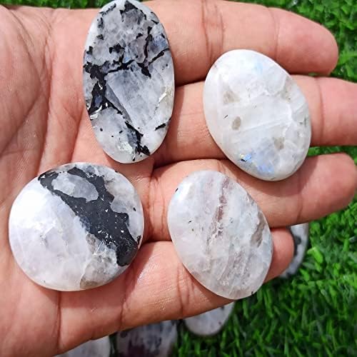 Бел камен од виножито Месечина камен за кристално лекување џеб палм камен камен 2 парчиња