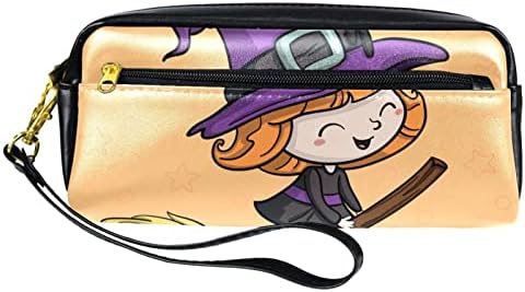 PU кожен молив случај Студентска молив торбичка Прекрасна вештерка Возење Организатор за канцелариски материјал со метла со прегради