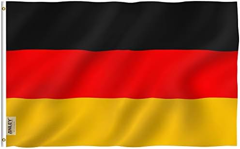 Анли мува ветре 3x5 Германија знаме - живописна боја и избледена доказ - заглавие на платно и двојно зашиени - полиестер на германски