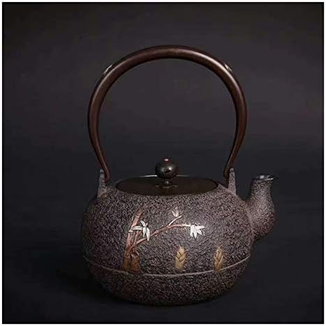 Котел за чај Nlywb, јапонски сад за чај, чајник од леано железо со инфузер, чај за дизајн на бранови обложени со емајлиран ентериер за 41 унца.