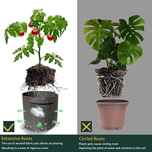 6-пакувања 10 галонски растенија растат торби, аерациони ткаенини засадувачи садови со цврсти рачки, 350g тешки градинарски пластери одгледуваат тенџере за домат/зел?