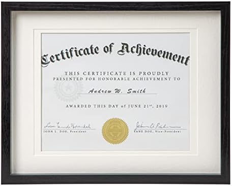 Темги црна диплома рамка за калено стакло - Диплома рамки 8.5x11 со душеци, дрвена матура за дипломирање 11x14 без МАТ за сертификат, степен, документ
