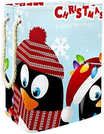 Униси Среќен Божиќен пингвин Голем пад за складирање, преклопен алишта за алишта за расадници и детска соба