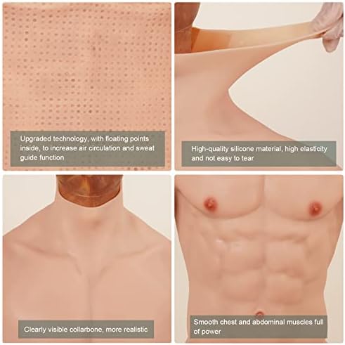 Motleybean Силиконски мускулен костум реалистична силиконска каросерија Реална машка симулација на мускулите на градите