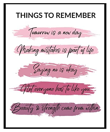 Работи за запомнување на мотивациониот постер - декор на розови wallидови - розов декор за бања - декор за розова спална соба за жени тинејџерки - симпатична канцелари?