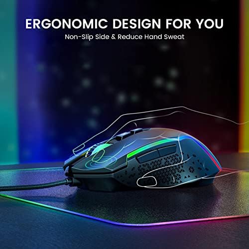 EKSA Игри На Глувчето, Компјутерски Глушец со 7 Програмабилни Копчиња, Жичен Игри Глувци Со Chroma RGB 6 Позадинско Осветлување &засилувач; Прилагодливи 8000DPI За Windows Компју?