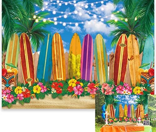 Бинкуо 7х5фт Летна Даска За Сурфање Плажа Хавајска Позадина Тропски Палми Морско Сурфање Крајбрежен Декор За Забави Сурфа На Хаваи