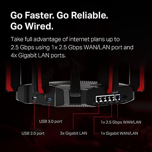 TP-Link AX6600 WiFi 6 Gaming Router-Tri Band Gigabit безжичен интернет рутер, брз рутер AX, паметен VPN рутер за голем дом