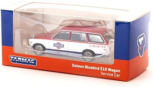 Datsun Bluebird 510 Wagon Service Car Red and White со Blue Global64 Series 1/64 Diecast Model Car By Tarmac Works T64G-026-SC