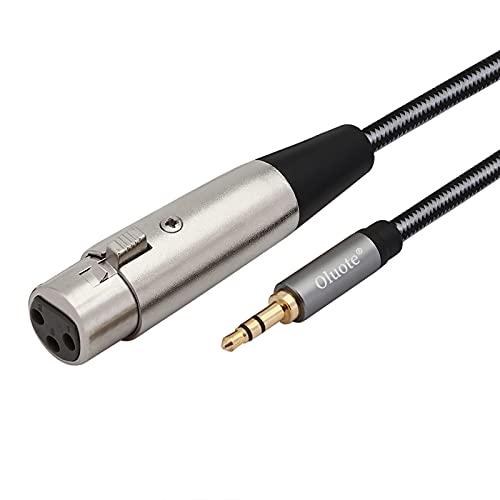 Oluote 3 пински XLR Femaleенски до TRS 3,5 mm машки микрофон кабел, кабел за интерконекција на MIC Audio за конзоли за звук во студиото,