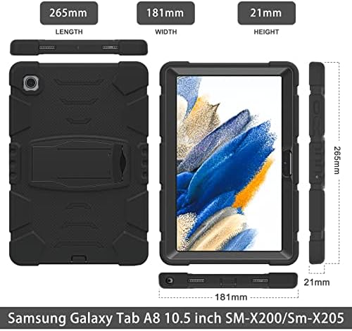 Таблет заштитен случај на куќиште за шок, компатибилен со Samsung Galaxy Tab A8 10.5 инчи 2021 Детска кутија тешка табела TPU мека силиконска