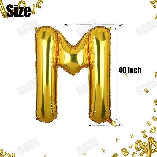 40 Инчен Голема Златна Буква Фолија Милар Хелиум Балони Роденден Бебе Туш Партија Декорација Азбука М