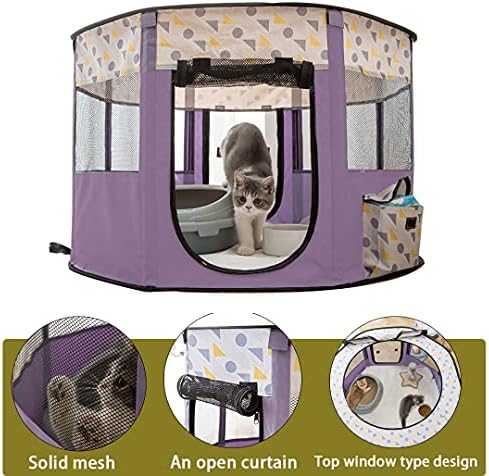 FANKEE Pet Playpen, Пренослива Соба за испорака на мачки Што може Да Се Преклопи, Шатор За Патување Со Кучиња, Внатрешен/Надворешен Шатор За Кучиња За Одгледувачница за мачк