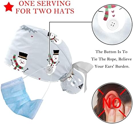 2 пакувања Среќна Божиќна медицинска сестра капачиња жени долга коса, прилагодлива вратоврска за череп, една големина на главата на главата