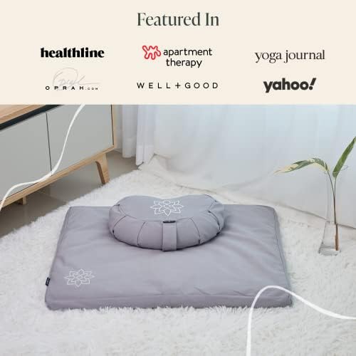 Mindful & Modern Meditation Pushion & Zabuton Meditation Mat Bundle - памучна медитативна перница поставена за јога - правоаголна
