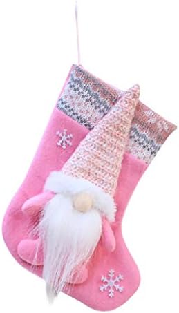 Модна божиќна чорапи торба за подароци Божиќна шема Божиќна декорација 2 парчиња осветлена Божиќна корпа
