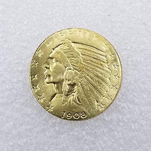 Антички занаети 1908 г верзија Американски индиски половина орел 5 $ златен монета странски сребрен долар