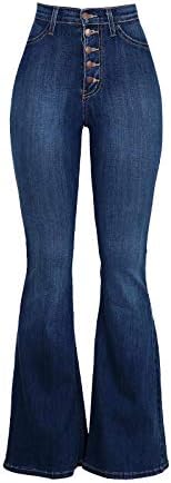 ЦИУИ Обични Тинејџери Секси Слаби Панталони Со Широки Нозе Тексас Женски Класични Панталони Со Висок Струк