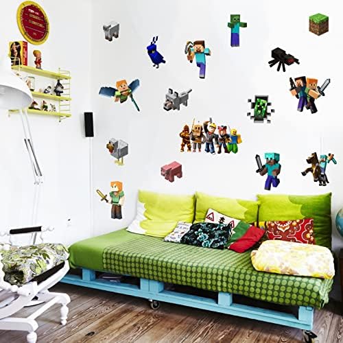 Детска Соба Ѕид Декор Игра Налепница Налепница За Деца Minecraft Ѕид Декор Момчиња Спална Соба Ѕид Постер Фреска Ѕид Налепници Подарок
