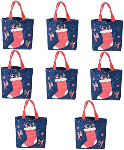 Tandycoco 8 парчиња торби за рамо на рамото платно намирници за намирници украси тота, преклопна торба за купување Божиќни